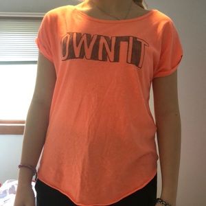 orange neon “own it” t-shirt